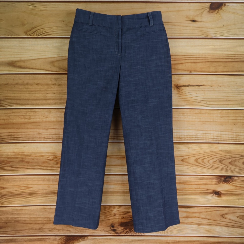 Rafaella Dress Pants Womens Size 10 Blue Heathered Cotton Blend Faux Pockets